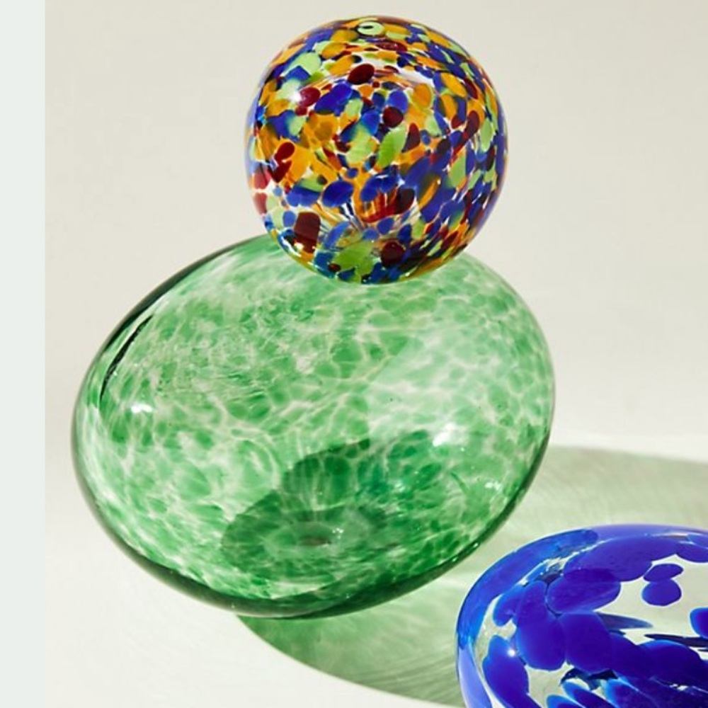 Anthropologie - Anne Spiro Green Glass Paperweight / Glass Art Sculpture